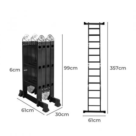 Traderight Multi Purpose Ladder Aluminium Folding Platform Extension Step 3.6M