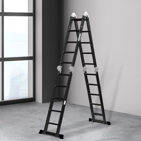 Traderight Multi Purpose Ladder Aluminium Folding Platform Extension Step 5.7M