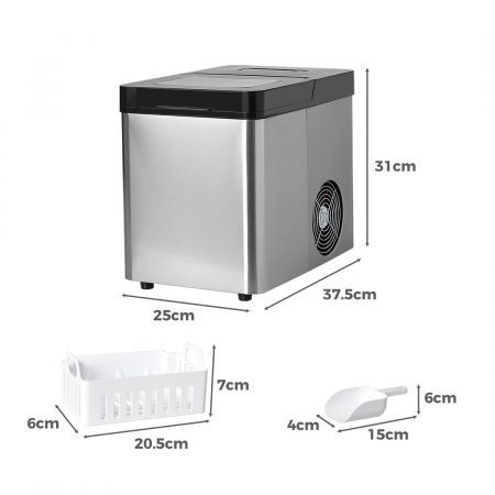 Spector Ice Maker Commercial 2.1L Portable Auto Bar Cube Machine Stainless Steel