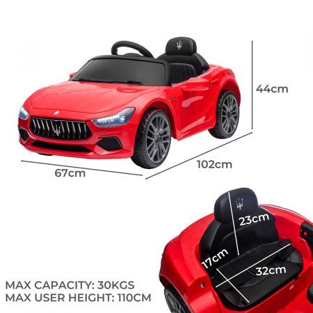 Kids Ride On Car Maserati Licensed Electric Dual Motor Toy Remote Control Red