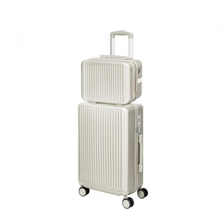 Luggage Suitcase Trolley White 2pc 14"+20"