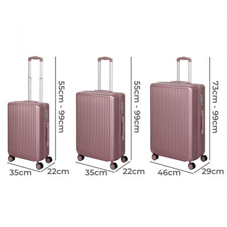 Slimbridge Luggage Suitcase Trolley Set Travel TSA 3pc 20"+24"+28" Rose Gold