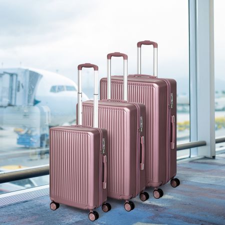 Slimbridge Luggage Suitcase Trolley Set Travel TSA 3pc 20"+24"+28" Rose Gold