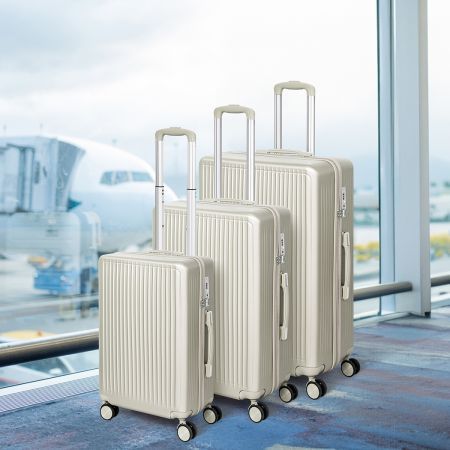 Slimbridge Luggage Suitcase Trolley Set Travel Lightweight 3pc 20"+24"+28" White