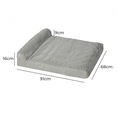 PaWz Pet Bed Chew Proof Memory Foam Orthopedic Waterproof Inner Washable Grey L