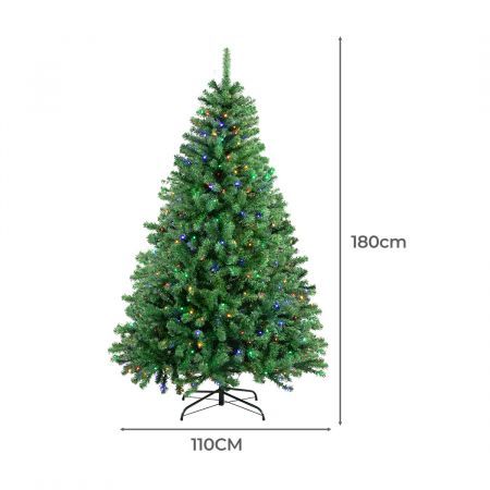 SANTACO 1.8M Christmas Tree Pre Lit 8 Mode Led Lights Xmas Bushy Decorations