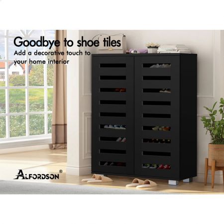 ALFORDSON Shoe Cabinet Organiser Storage Rack Drawer Shelf 21 pairs Black