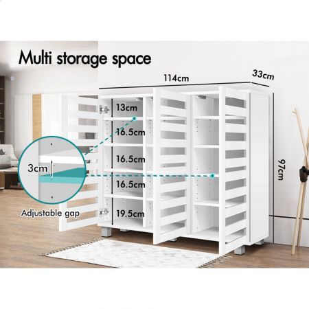 ALFORDSON Shoe Cabinet Organiser Storage Rack Drawer Shelf 30 pairs White