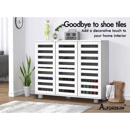 ALFORDSON Shoe Cabinet Organiser Storage Rack Drawer Shelf 30 pairs White