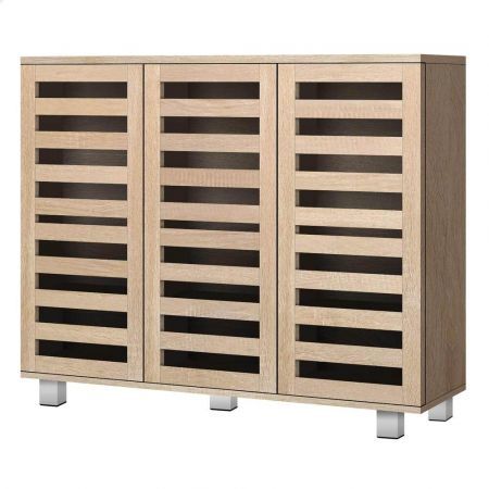 ALFORDSON Shoe Cabinet Organiser Storage Rack Drawer Shelf 30 pairs Oak