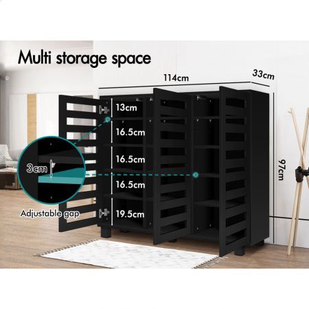 ALFORDSON Shoe Cabinet Organiser Storage Rack Drawer Shelf 30 pairs Black