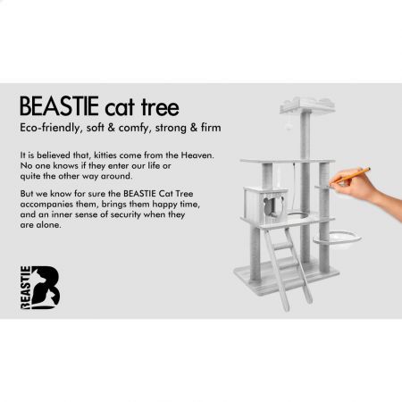 BEASTIE Cat Tree Tower Scratching Post Wood Scratcher Condo House Bed 141cm