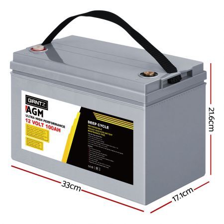 Giantz AGM Deep Cycle Battery 12V 100Ah Marine Sealed Power Portable Solar x2