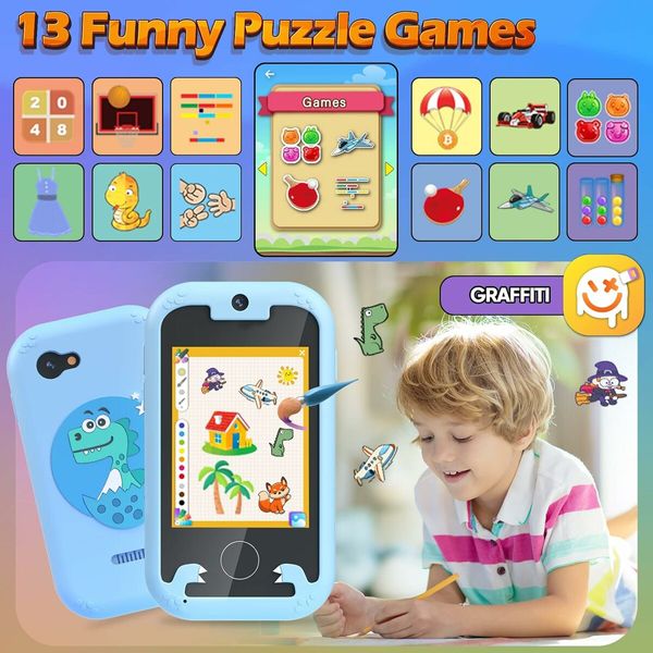 Kids Phone Toddler Toys for Boys Age 3-8 Blue