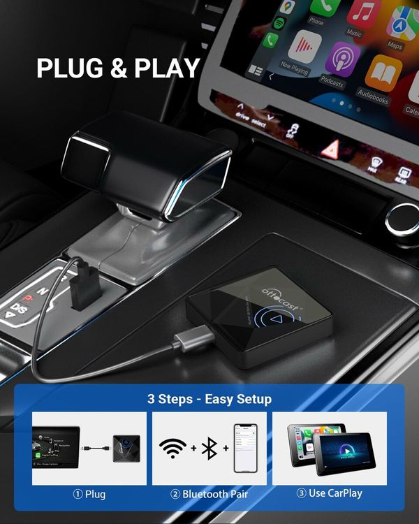 CarPlay Wireless Adapter for iPhone Convert Wired to Wireless,Apple CarPlay Wireless Adapter 8S Connection Plug & Play No Lag for OEM Wired CarPlay Cars