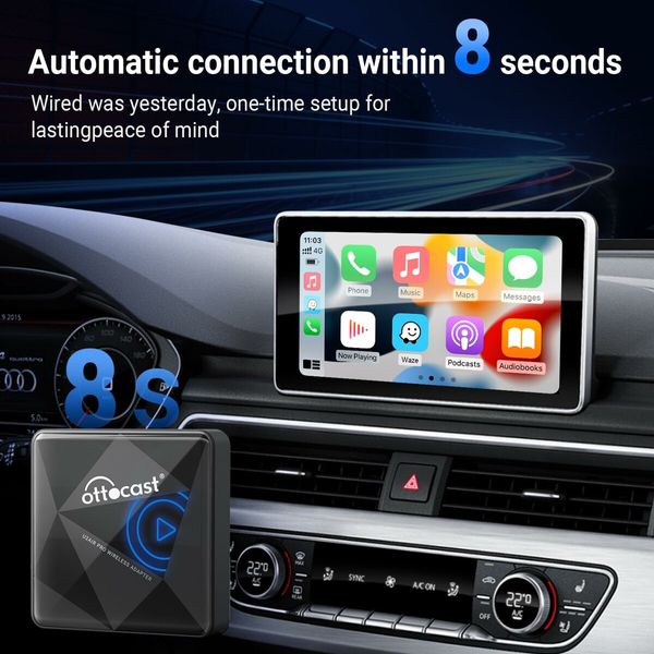 CarPlay Wireless Adapter for iPhone Convert Wired to Wireless,Apple CarPlay Wireless Adapter 8S Connection Plug & Play No Lag for OEM Wired CarPlay Cars