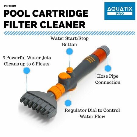 Pool & Spa Filter Cartridge Cleaner, Removes Debris & Dirt from Pool Filters in Seconds, Heavy Duty & Durable Pool Cartridge Filter Cleaner