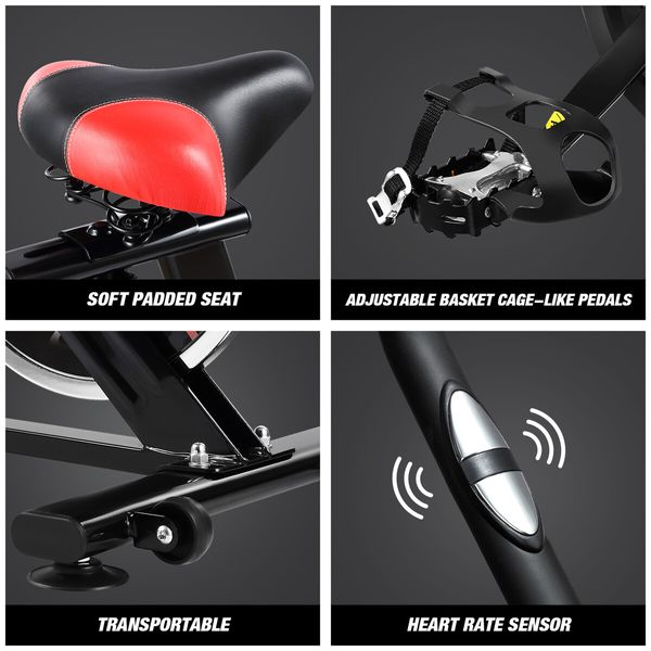 Exercise Bike Stationary Indoor Cycling Bicycle Spin Workout Home Gym Fitness Training Equipment Belt Drive Resistance LCD Monitor iPad Mount