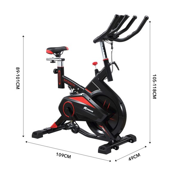 Spin Bike Exercise Bicycle Stationary Fitness 13kg Flywheel Shock Absorbing Home Gym Workout Cycle Trainer Indoor Cycling Adjustable LCD Display