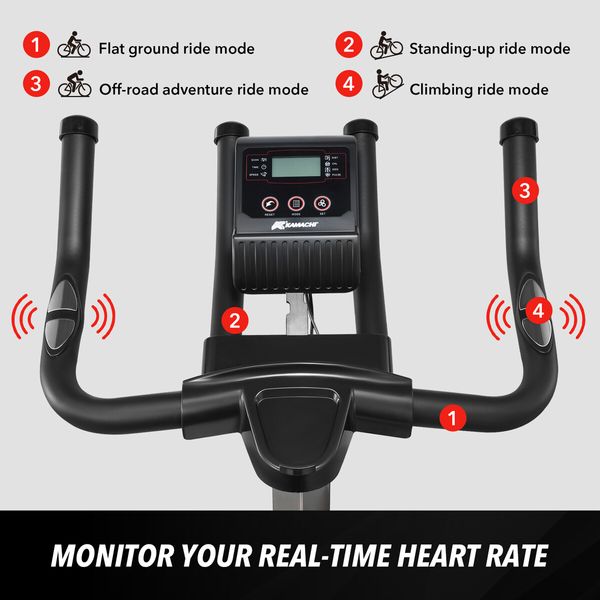 Spin Bike Exercise Bicycle Stationary Fitness 13kg Flywheel Shock Absorbing Home Gym Workout Cycle Trainer Indoor Cycling Adjustable LCD Display