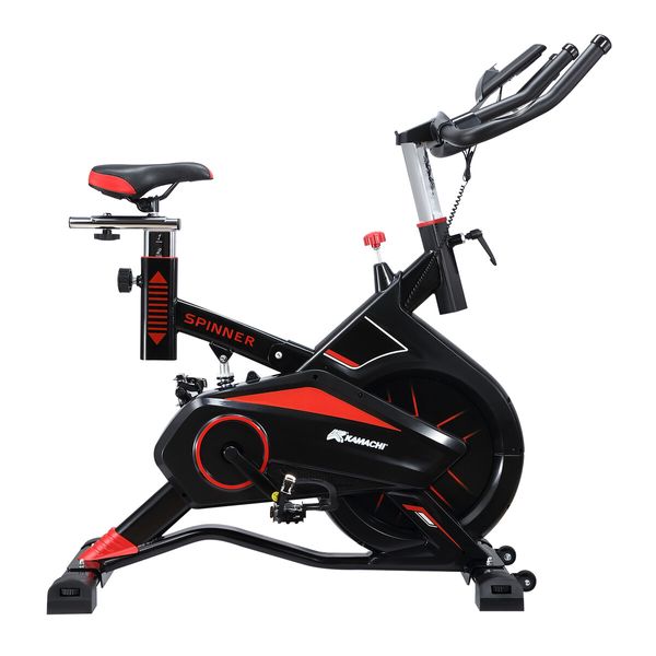 Spin Bike Exercise Bicycle Stationary Fitness 13kg Flywheel Shock Absorbing Home Gym Workout Cycle Trainer Indoor Cycling Adjustable LCD Display