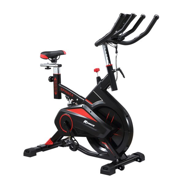 Spin Bike Exercise Bicycle Stationary Fitness 13kg Flywheel Shock Absorbing Home Gym Workout Cycle Trainer Indoor Cycling Adjustable LCD Display