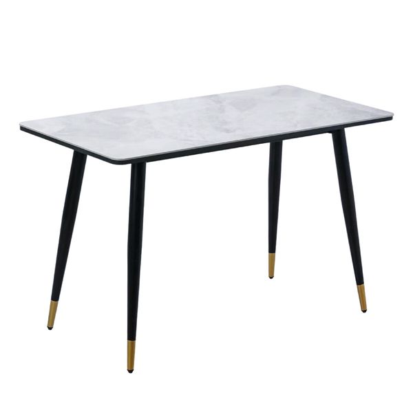 Marble Dining Table Sintered Stone Large Glossy Desk With Metal Legs Modern Restaurant Kitchen Bedroom Office Work Grey