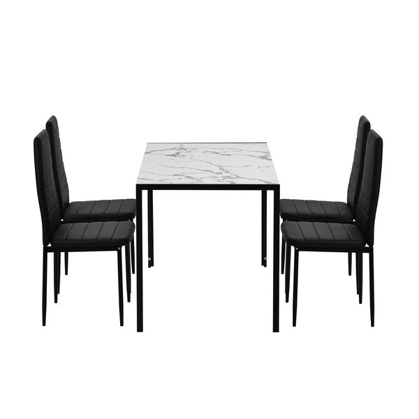 Marble Dining Table Set 4 Chairs Sintered Stone Large Glossy Desk Modern Restaurant Kitchen Bedroom Office Work White