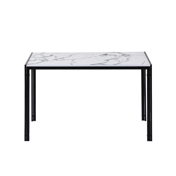 Marble Dining Table Set 4 Chairs Sintered Stone Large Glossy Desk Modern Restaurant Kitchen Bedroom Office Work White