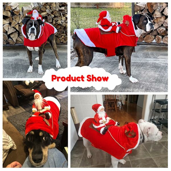 Santa Dog Costume Christmas Pet Clothes Santa Claus Riding Pet Cosplay Costumes Party Dressing up Dogs Cats Outfit for Small Medium Large Dogs Cats Size:XL (Neck:17.3-20.5" Chest:22.8-29.5")