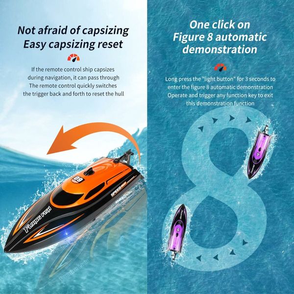 RC Boat, 2.4G Remote Control Boat Toy for Pools and Lakes for Adults and Kid Age 5+ Orange