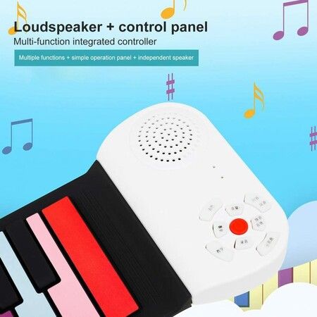 49 Keys Hand Roll Piano Portable Foldable Colorful Keyboard Hand Roll Electric Piano Rainbow Key Rechargeable Kids Child Gift