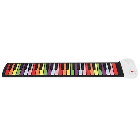 49 Keys Hand Roll Piano Portable Foldable Colorful Keyboard Hand Roll Electric Piano Rainbow Key Rechargeable Kids Child Gift