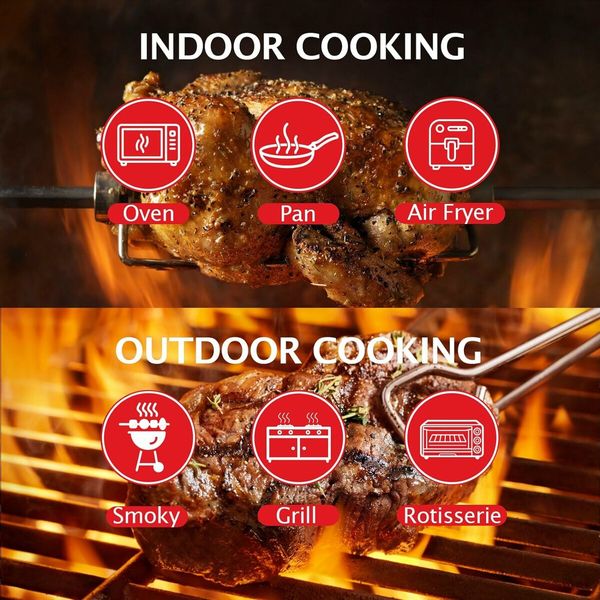 Wireless Meat Thermometer Digital Waterproof Food Thermometer for Cooking Grilling Oven Kitchen BBQ Oil Deep Frying Rotisserie with iOS and Android App