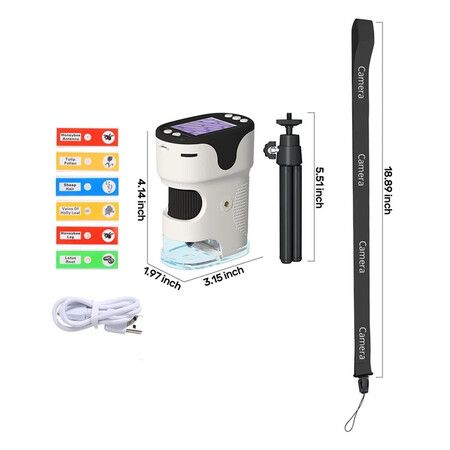 Handheld Microscope Kit for Kids,Catch Video Photo,Rechargeable 1000X HD Microscopes Camera Toys for Children,Student Beginner Portable Educational Gift Color Black