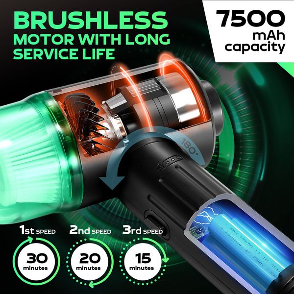 2 in 1 Cordless Car Vacuum Cleaner Air Duster Vehicle Interior Cleaning Kit Suction Blower Vac Portable Handheld Type-C Fast Charge 12kpa