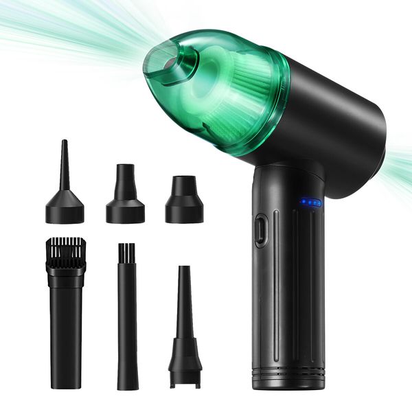 2 in 1 Cordless Car Vacuum Cleaner Air Duster Vehicle Interior Cleaning Kit Suction Blower Vac Portable Handheld Type-C Fast Charge 12kpa