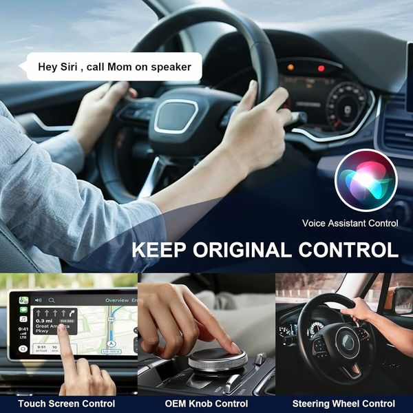 2 in 1 Wireless CarPlay Adapter and Android Auto, Dongle Convert Wired Apple Car Play to Wireless, Plug and Play, Fast Auto Connect, Compatible with iOS 12+ and Android 11+ (Black)