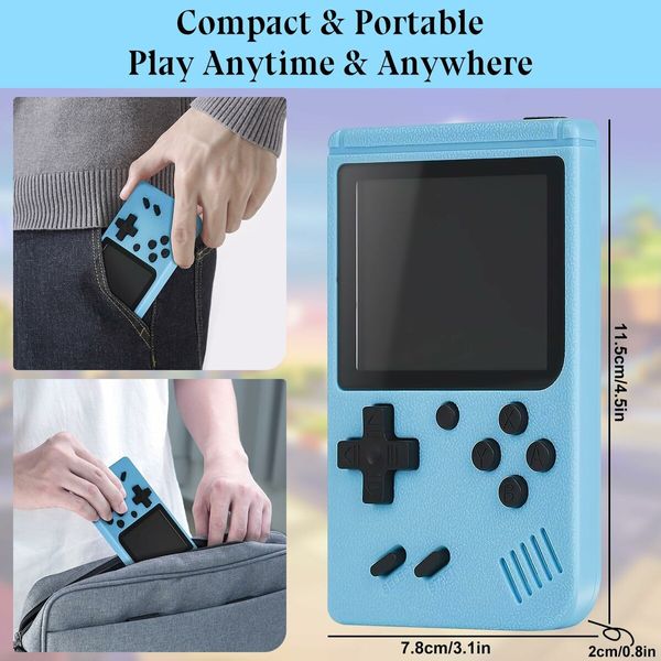 400 Games in 1 Devices, Handheld Console, Support 2 Players Play On Tv (Blue)