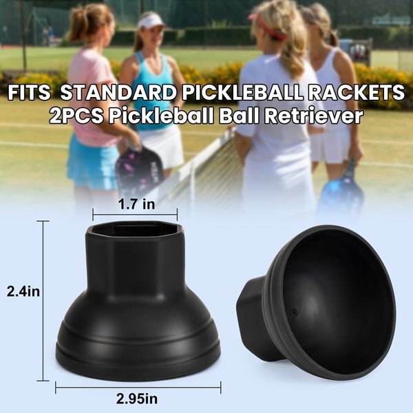 Pickleball Ball Retriever,Silicone Pickleball Picker Upper Pickball Grabber,Easy Attaches to Pickleball Paddles,Best Accessory and Gift,Black