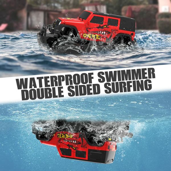 RC Monster Trucks Off-road 2.4 GHz Amphibious Remote Control Car  Beach Lake Pool Toys for Boys Ages 4+