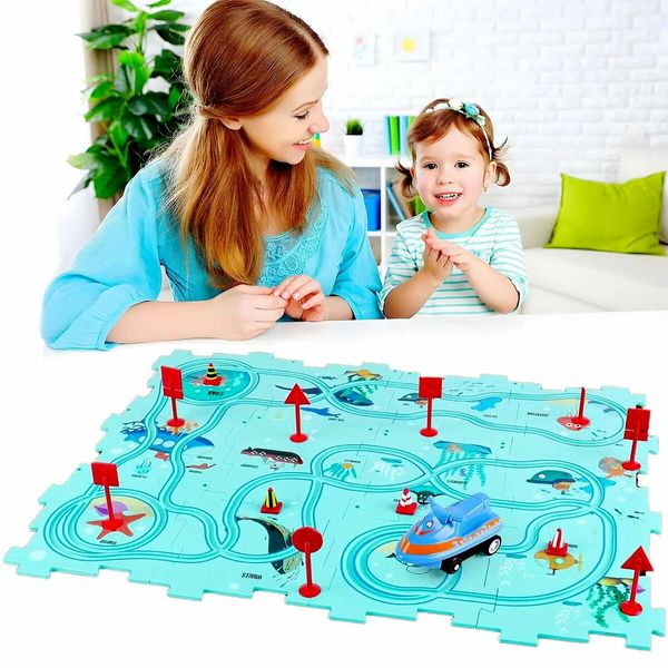 Puzzles for Kids Montessori Toys with Electric Puzzle Car Tracks Play Set Educational Toys Gifts(25 Pcs)