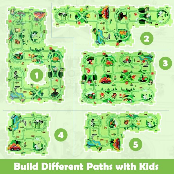 Puzzles for Kids Montessori Toys with Electric Puzzle Car Tracks Play Set Educational Toys Gifts(25 Pcs)