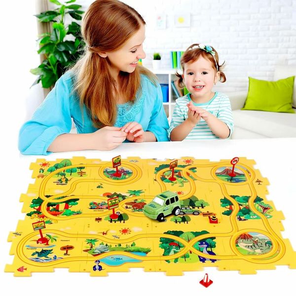 Puzzles for Kids Montessori Toys with Electric Puzzle Car Tracks Play Set Educational Toys Gifts(25 Pcs)