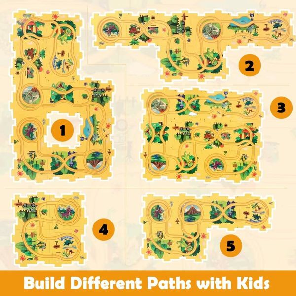 Puzzles for Kids Montessori Toys with Electric Puzzle Car Tracks Play Set Educational Toys Gifts(25 Pcs)