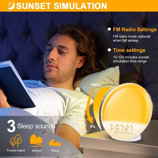 Sunrise Alarm Clock, Wake Up Light with Sunrise and Sunset Simulation for Heavy Sleepers Adults Kids