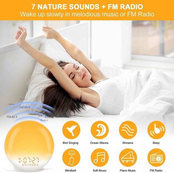 Sunrise Alarm Clock, Wake Up Light with Sunrise and Sunset Simulation for Heavy Sleepers Adults Kids