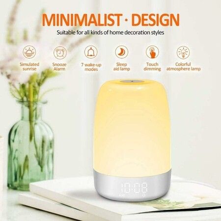 Sunrise Simulation Wake Up Light, Sunrise Simulation Alarm Clock for Kids Adults Heavy Sleepers Led Night