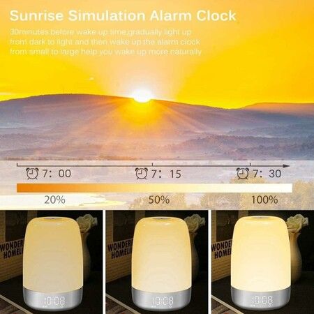 Sunrise Simulation Wake Up Light, Sunrise Simulation Alarm Clock for Kids Adults Heavy Sleepers Led Night