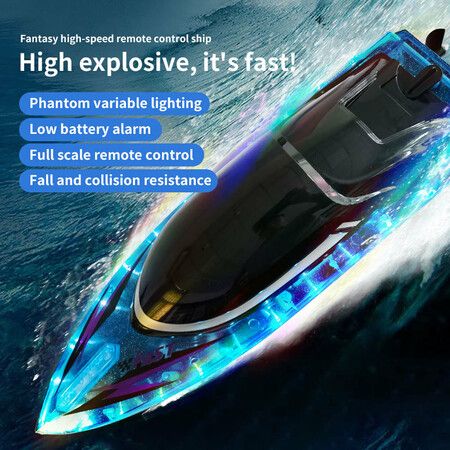 RC Boat with LED Lights for Adults and Kids, 2.4Ghz Remote Control Boat for Age 14+ Boys Girls Adults